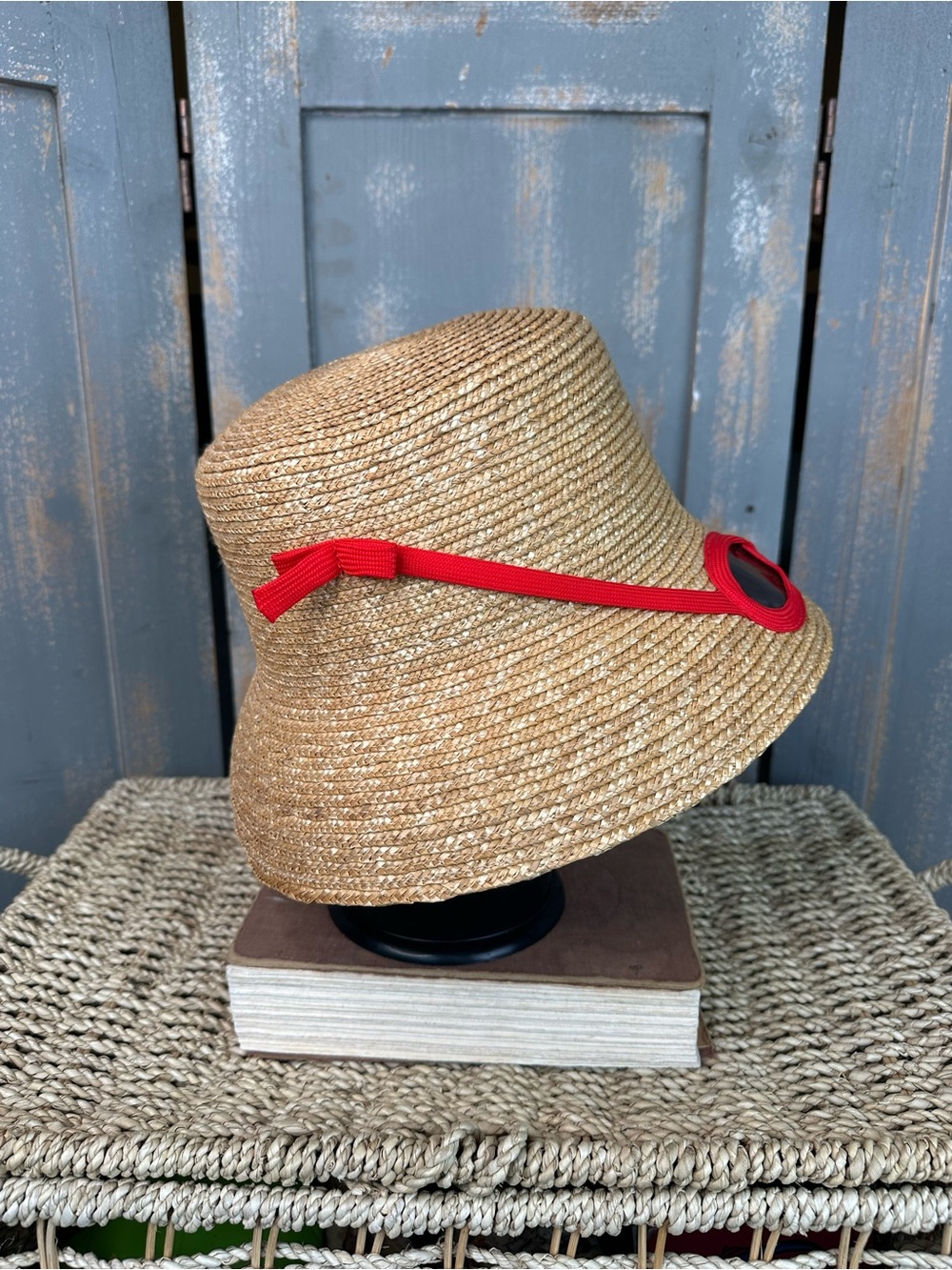 Kate Spade Straw Sunglasses Hat Natural/Red Orange OS NWOT - Picture 6 of 11